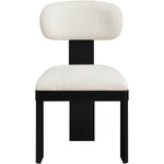 Timbra Linen Textured Fabric Upholstered Dining Chair in Cream