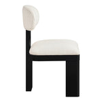 Timbra Linen Textured Fabric Upholstered Dining Chair in Cream