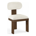 Timbra Linen Textured Fabric Upholstered Dining Chair in Cream