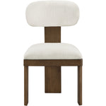 Timbra Linen Textured Fabric Upholstered Dining Chair in Cream