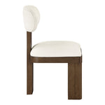 Timbra Linen Textured Fabric Upholstered Dining Chair in Cream