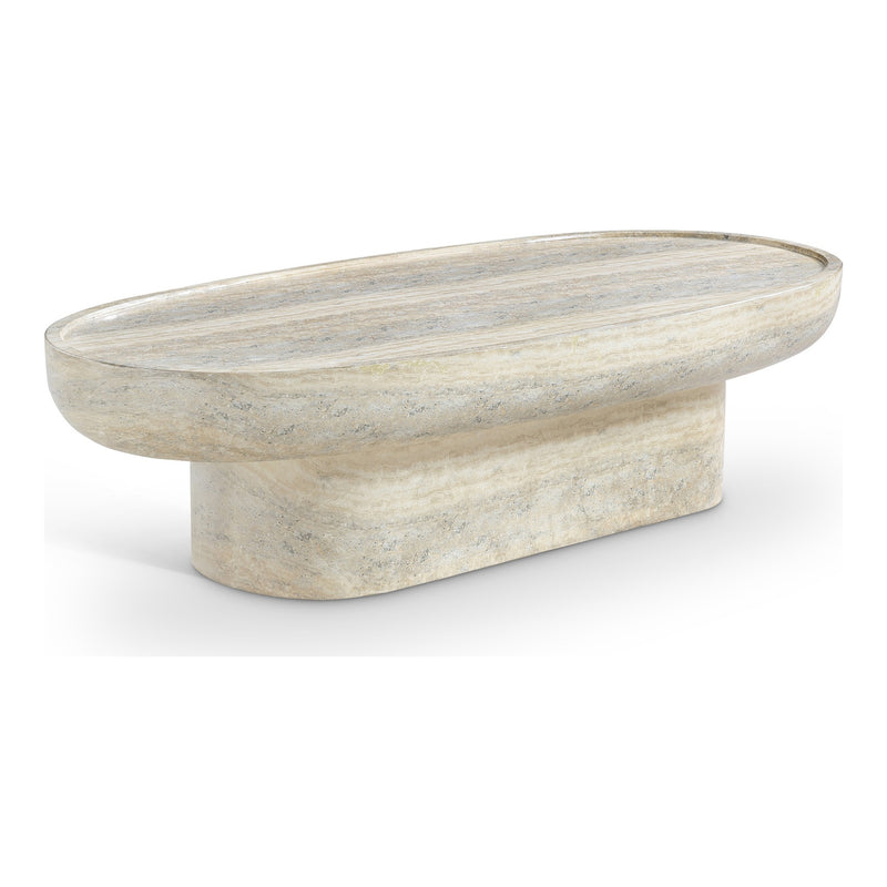 Tivoli Travertine Finish Concrete Indoor / Outdoor Coffee Table in Natural