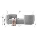Hilton Boucle Fabric Upholstered Chaise Lounge in Grey