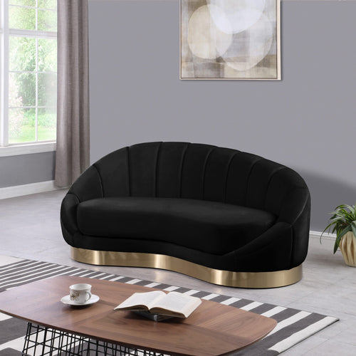 Shelly Velvet Upholstered Chaise Lounge in Black