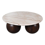 Treviso Marble Top And Mango Wood Base Coffee Table in Beige