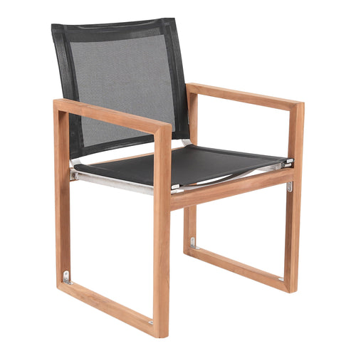Tulum Water Resistant Mesh Fabric Outdoor Patio Dining Arm Chair in Black