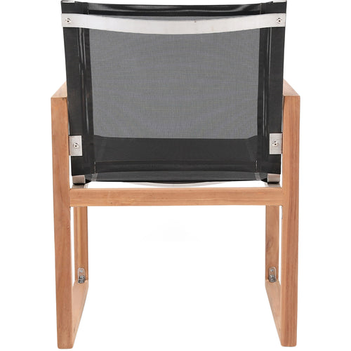 Tulum Water Resistant Mesh Fabric Outdoor Patio Dining Arm Chair in Black
