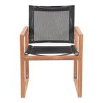 Tulum Water Resistant Mesh Fabric Outdoor Patio Dining Arm Chair in Black