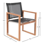 Tulum Water Resistant Mesh Fabric Outdoor Patio Dining Arm Chair in Black