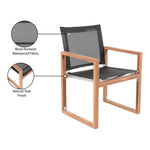 Tulum Water Resistant Mesh Fabric Outdoor Patio Dining Arm Chair in Black