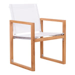 Tulum Water Resistant Mesh Fabric Outdoor Patio Dining Arm Chair in Off White