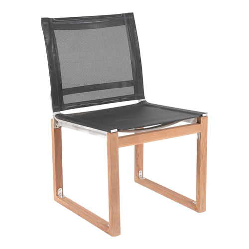 Tulum Water Resistant Mesh Fabric Outdoor Patio Dining Side Chair in Black