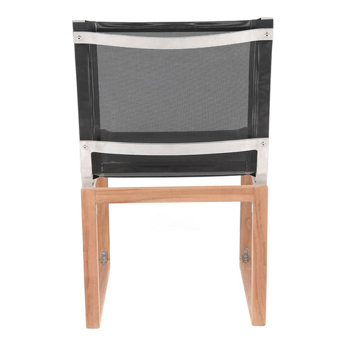 Tulum Water Resistant Mesh Fabric Outdoor Patio Dining Side Chair in Black