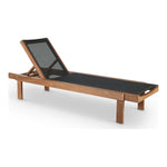 Tulum Adjustable Mesh Water Resistant Fabric Outdoor Patio Chaise Lounge in Black
