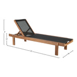 Tulum Adjustable Mesh Water Resistant Fabric Outdoor Patio Chaise Lounge in Black