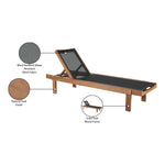 Tulum Adjustable Mesh Water Resistant Fabric Outdoor Patio Chaise Lounge in Black
