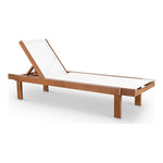Tulum Adjustable Mesh Water Resistant Fabric Outdoor Patio Chaise Lounge in Off White