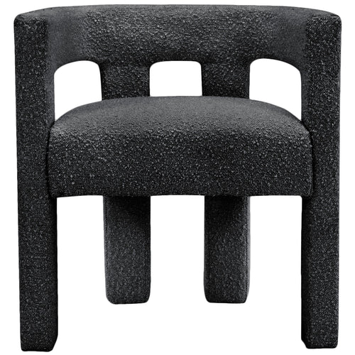 Athena Boucle Fabric Upholstered Accent / Dining Chair in Black
