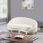 Shelly Velvet Upholstered Chaise Lounge in Cream