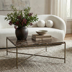 Valen Marble And Iron Coffee Table in Brown