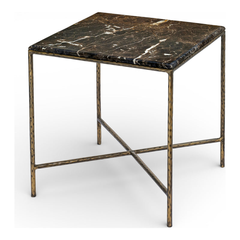 Valen Marble And Iron End Table in Brown