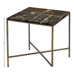 Valen Marble And Iron End Table in Brown