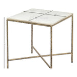 Valen Marble And Iron End Table in White