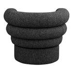 Valentina Linen Textured Fabric Upholstered Swivel Accent Chair in Black