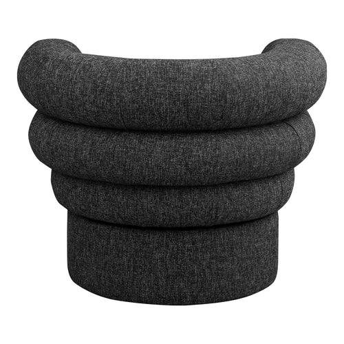 Valentina Linen Textured Fabric Upholstered Swivel Accent Chair in Black