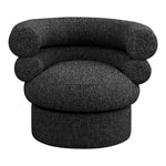 Valentina Linen Textured Fabric Upholstered Swivel Accent Chair in Black