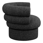 Valentina Linen Textured Fabric Upholstered Swivel Accent Chair in Black