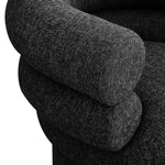 Valentina Linen Textured Fabric Upholstered Swivel Accent Chair in Black