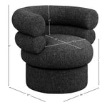 Valentina Linen Textured Fabric Upholstered Swivel Accent Chair in Black