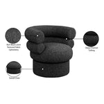 Valentina Linen Textured Fabric Upholstered Swivel Accent Chair in Black