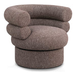 Valentina Linen Textured Fabric Upholstered Swivel Accent Chair in Brown