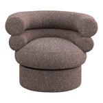 Valentina Linen Textured Fabric Upholstered Swivel Accent Chair in Brown