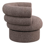 Valentina Linen Textured Fabric Upholstered Swivel Accent Chair in Brown
