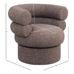 Valentina Linen Textured Fabric Upholstered Swivel Accent Chair in Brown