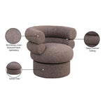 Valentina Linen Textured Fabric Upholstered Swivel Accent Chair in Brown
