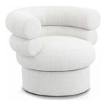 Valentina Linen Textured Fabric Upholstered Swivel Accent Chair in Cream