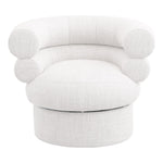 Valentina Linen Textured Fabric Upholstered Swivel Accent Chair in Cream