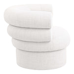 Valentina Linen Textured Fabric Upholstered Swivel Accent Chair in Cream