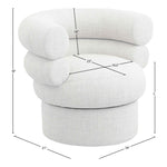 Valentina Linen Textured Fabric Upholstered Swivel Accent Chair in Cream