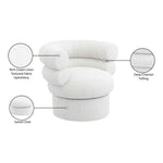 Valentina Linen Textured Fabric Upholstered Swivel Accent Chair in Cream