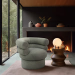 Valentina Linen Textured Fabric Upholstered Swivel Accent Chair in Green