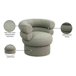 Valentina Linen Textured Fabric Upholstered Swivel Accent Chair in Green