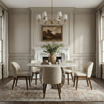 Valeo Linen Textured Fabric Upholstered Dining Chair in Beige