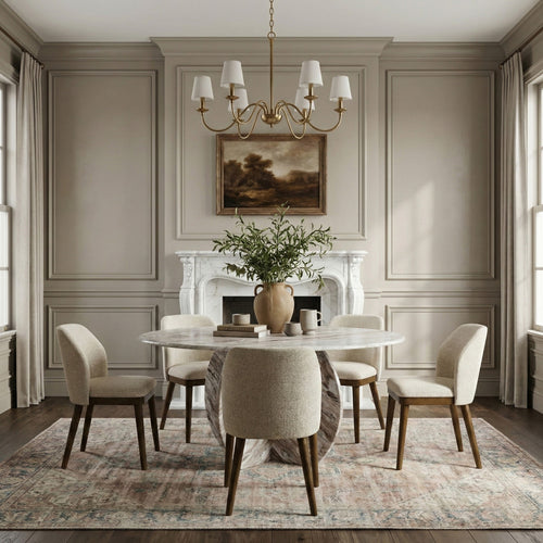 Valeo Linen Textured Fabric Upholstered Dining Chair in Beige