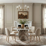 Valeo Linen Textured Fabric Upholstered Dining Chair in Beige