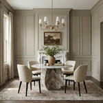 Valeo Linen Textured Fabric Upholstered Dining Chair in Beige